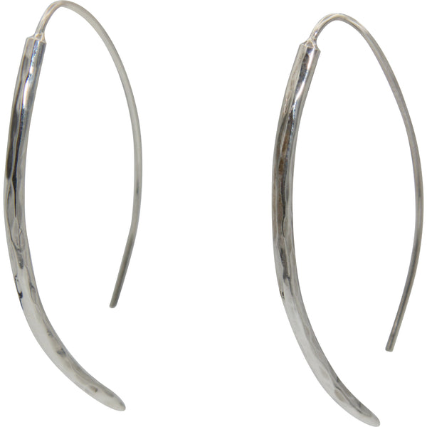 Sterling Silver Hammered Long Wire Earring