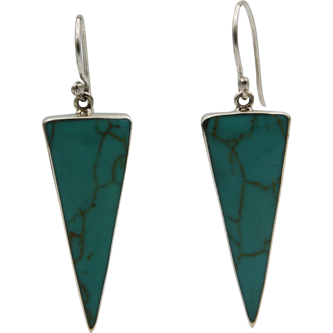 Sterling Silver Turquoise Triangle Drop Earrings