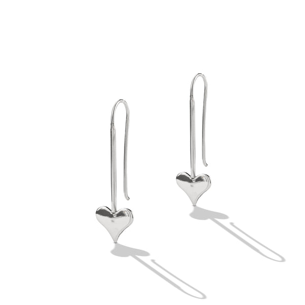 Sterling Silver French Wire Heart Earrings