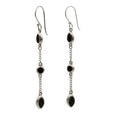 Sterling Silver Triple Onyx Drop Earrings