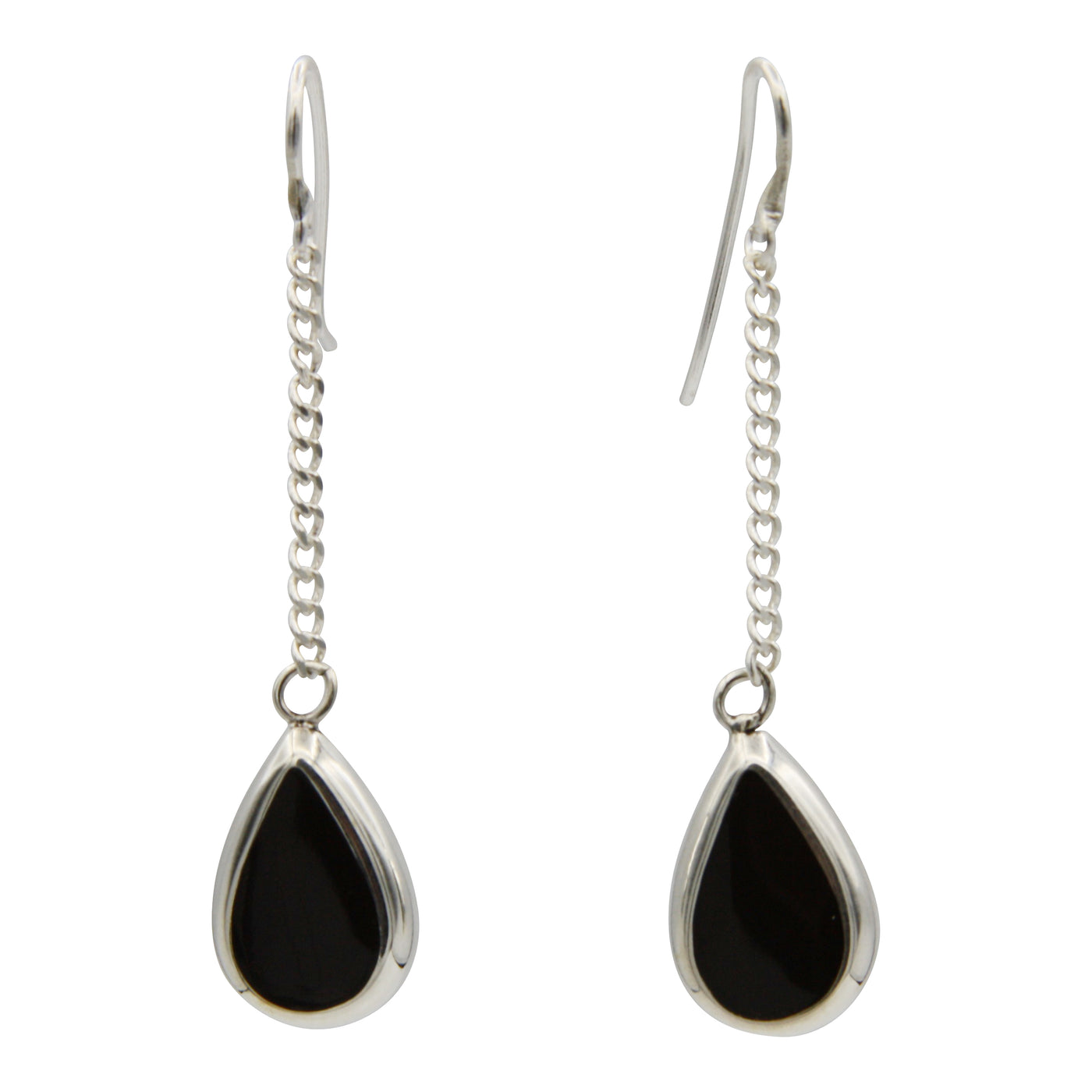 Sterling Silver Onyx Tear Drop Earrings