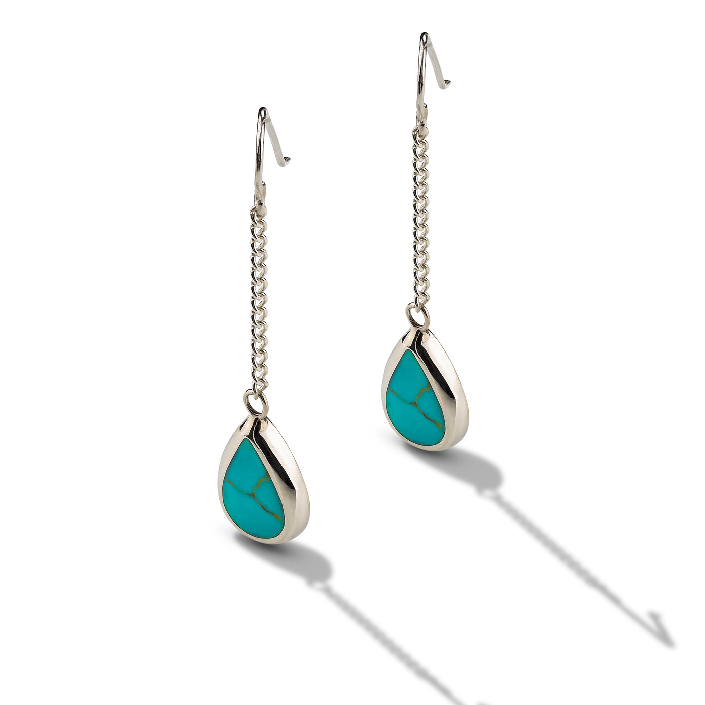 Sterling Silver Turquoise Tear Drop Earrings