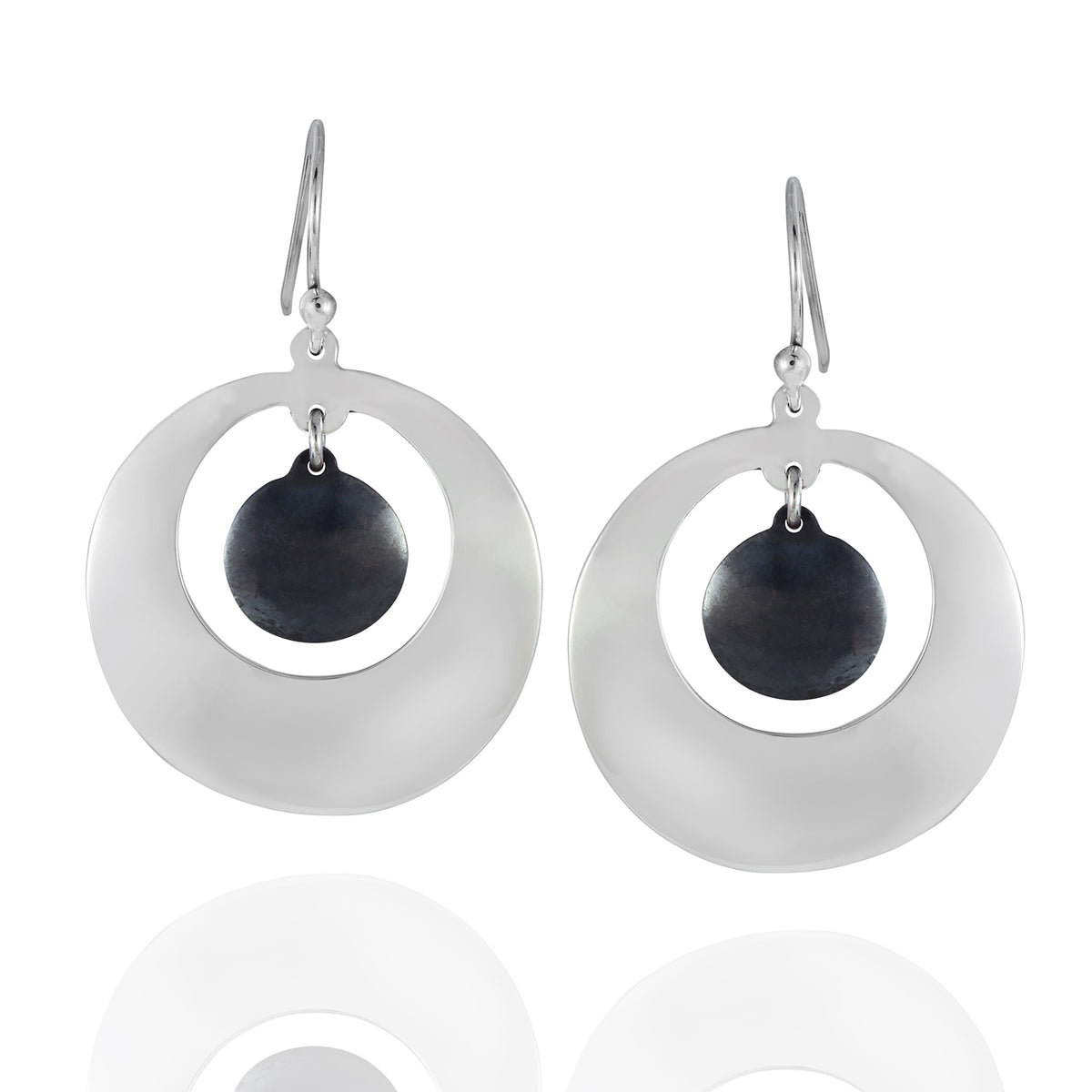 Black and silver earrings deals