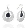Sterling Silver Circle Black Drop Earrings
