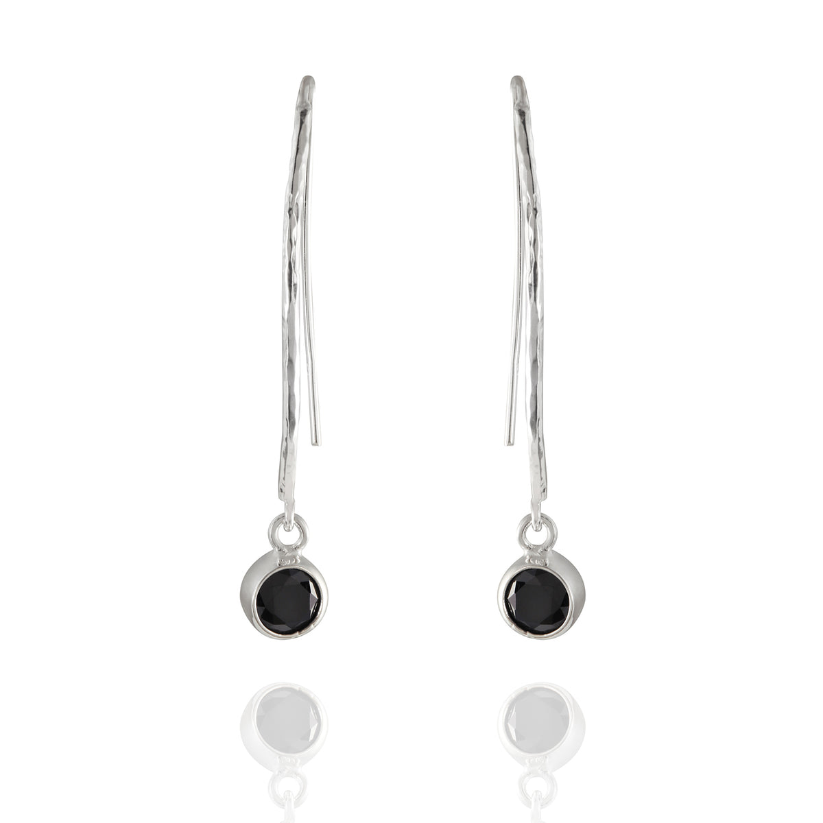 Sterling Silver French Wire Onyx Drop Earrings Klaebu