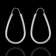Sterling Silver Round Oval Hoop Earrings
