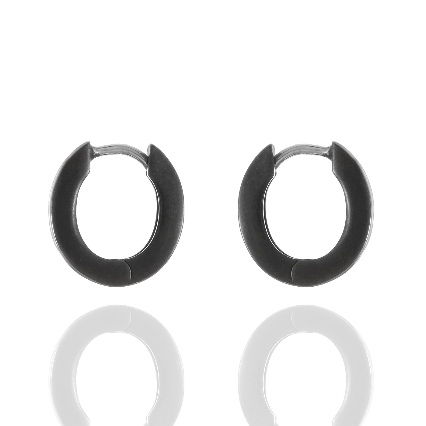 Sterling Silver Blackened Oval Huggie Earrings