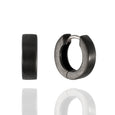 Sterling Silver Blackened Oval Huggie Earrings