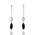 Sterling Silver Marquis Onyx Stone Drop Earrings