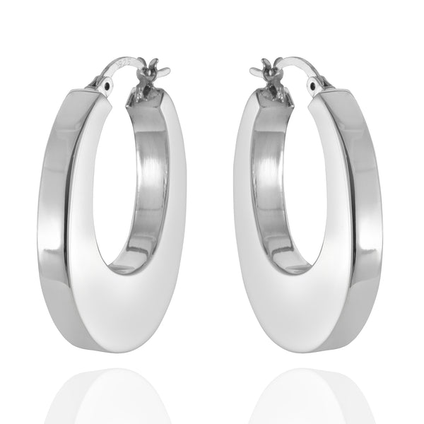 Sterling Silver Bold Oval Hoop Earrings Klaebu